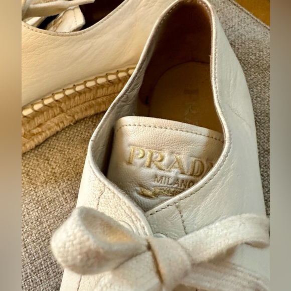 Prada platform espadrille leather sneakers. - Picture 8 of 13